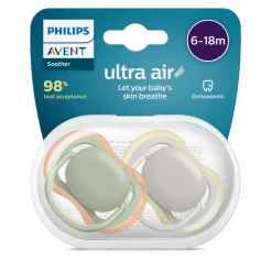 Avent 2 ciucci ultra air 6-18 mesi colore verde/grigio – philips