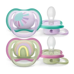 Avent 2 ciucci ultra air 0-6 mesi colore verde/rosa – philips
