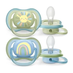Avent 2 ciucci ultra air 0-6 mesi colore blu/verde – philips