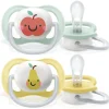 Avent 2 ciucci ultra air collection 0-6 mesi decorazione mela/pera – philips