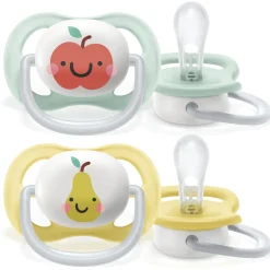 Avent 2 ciucci ultra air collection 0-6 mesi decorazione mela/pera – philips