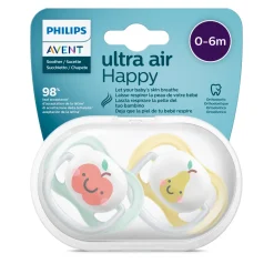Avent 2 ciucci ultra air collection 0-6 mesi decorazione mela/pera – philips