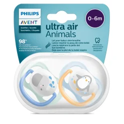 Avent 2 ciucci ultra air collection 0-6 mesi con tettarella simmetrica ortodontica – animaletti – philips
