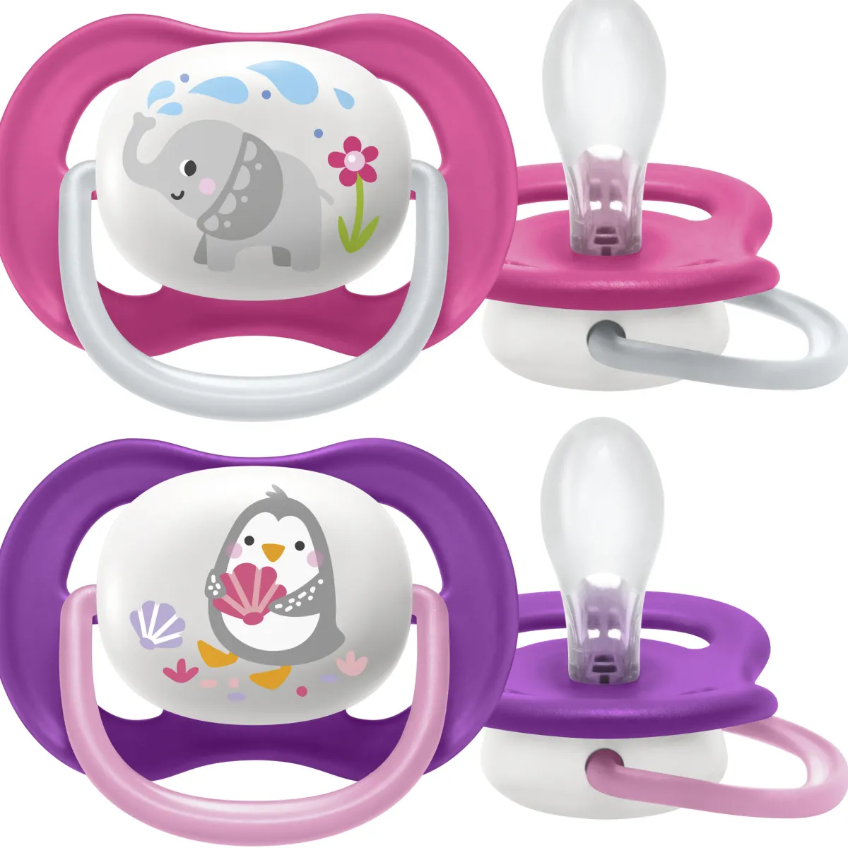Avent 2 ciucci ultra air collection 6-18 mesi con tettarella simmetrica ortodontica- animaletti – philips