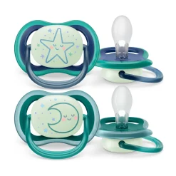 Avent 2 ciucci ultra air night time 6-18 mesi decorazione stella/luna – philips