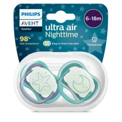 Avent 2 ciucci ultra air night time 6-18 mesi decorazione stella/luna – philips