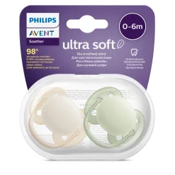 Avent 2 ciucci ultra soft 0-6 mesi colore arancione/verde – philips