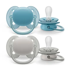 Avent 2 ciucci ultra soft 6-18 mesi colore azzurro/grigio – philips