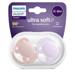Avent 2 ciucci ultra soft 0-6 mesi colore viola/rosa – philips