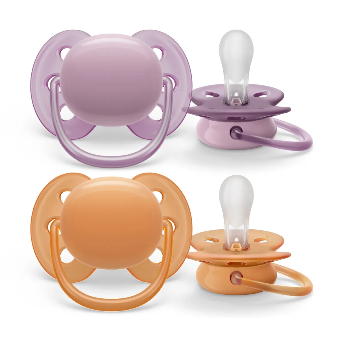 Avent 2 ciucci ultra soft 6-18 mesi colore viola/arancione – philips
