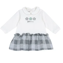 Chicco Abito manica lunga check con fiorellini –