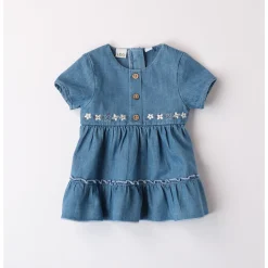 IDO Abito mc chambray ricamo fiori