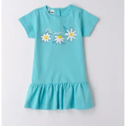 IDO Abito mc turchese con 3 margherite