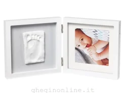 Baby Art my baby style simple porta foto con kit impronta per mano o piede del neonato regalo nascita o bomboniera per battesimo sfondo grigio