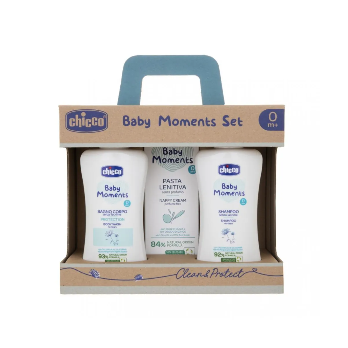 Bambino Chicco Baby moments set 2 bagno corpo, shampoo, pasta lenitiva