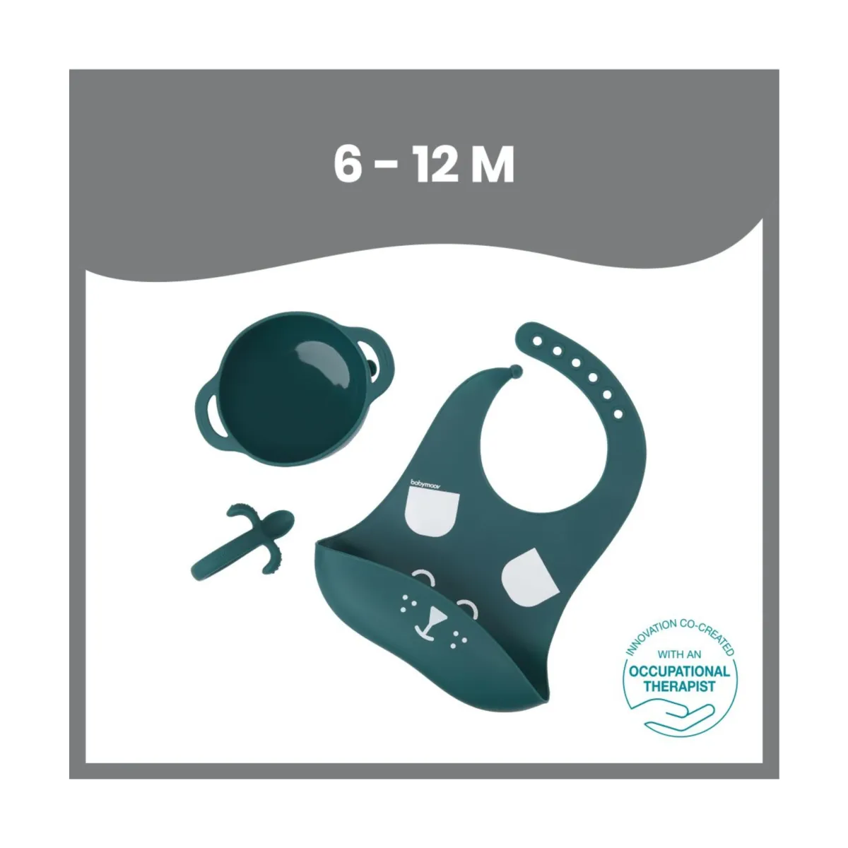 Babymoov set pappa 6-12 mesi 3 pezzi first’isy cane blu