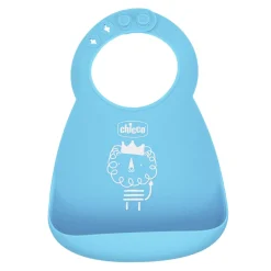 Chicco Bavaglino in silicone azzurro 6m+ facile da arrotolare –