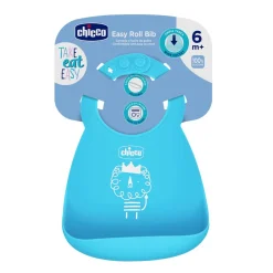 Chicco Bavaglino in silicone azzurro 6m+ facile da arrotolare –