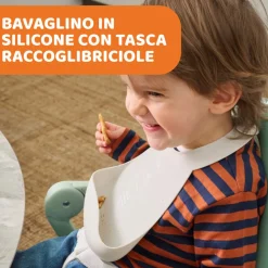 Chicco Bavaglino in silicone azzurro 6m+ facile da arrotolare –