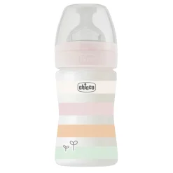 Chicco Biberon benessere 150ml flusso lento in plastica bianco rosa –