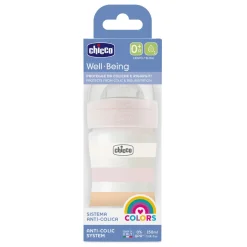 Chicco Biberon benessere 150ml flusso lento in plastica bianco rosa –