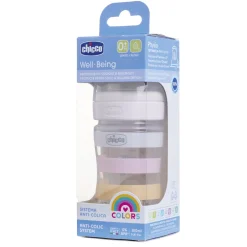 Chicco Biberon benessere 150ml flusso lento in plastica bianco rosa –