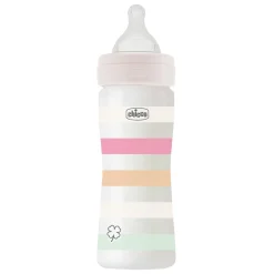 Chicco Biberon benessere 250ml flusso medio in plastica bianco rosa –