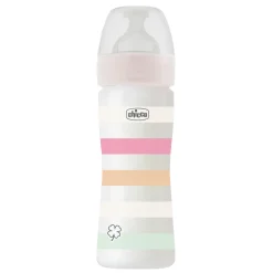 Chicco Biberon benessere 250ml flusso medio in plastica bianco rosa –