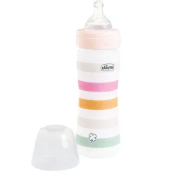 Chicco Biberon benessere 250ml flusso medio in plastica bianco rosa –