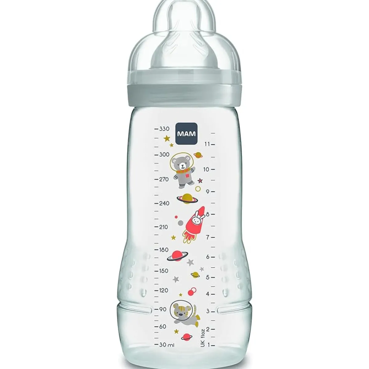 Mam Biberon easy active baby bottle 330 ml 4+ mesi, tettarella misura 3 piatta e simmetrica, neutro –