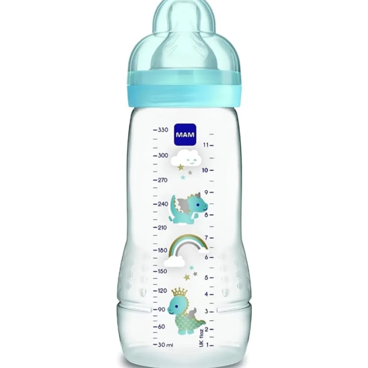 Mam Biberon easy active baby bottle 330 ml 4+ mesi, tettarella misura 3 piatta e simmetrica, azzurro –