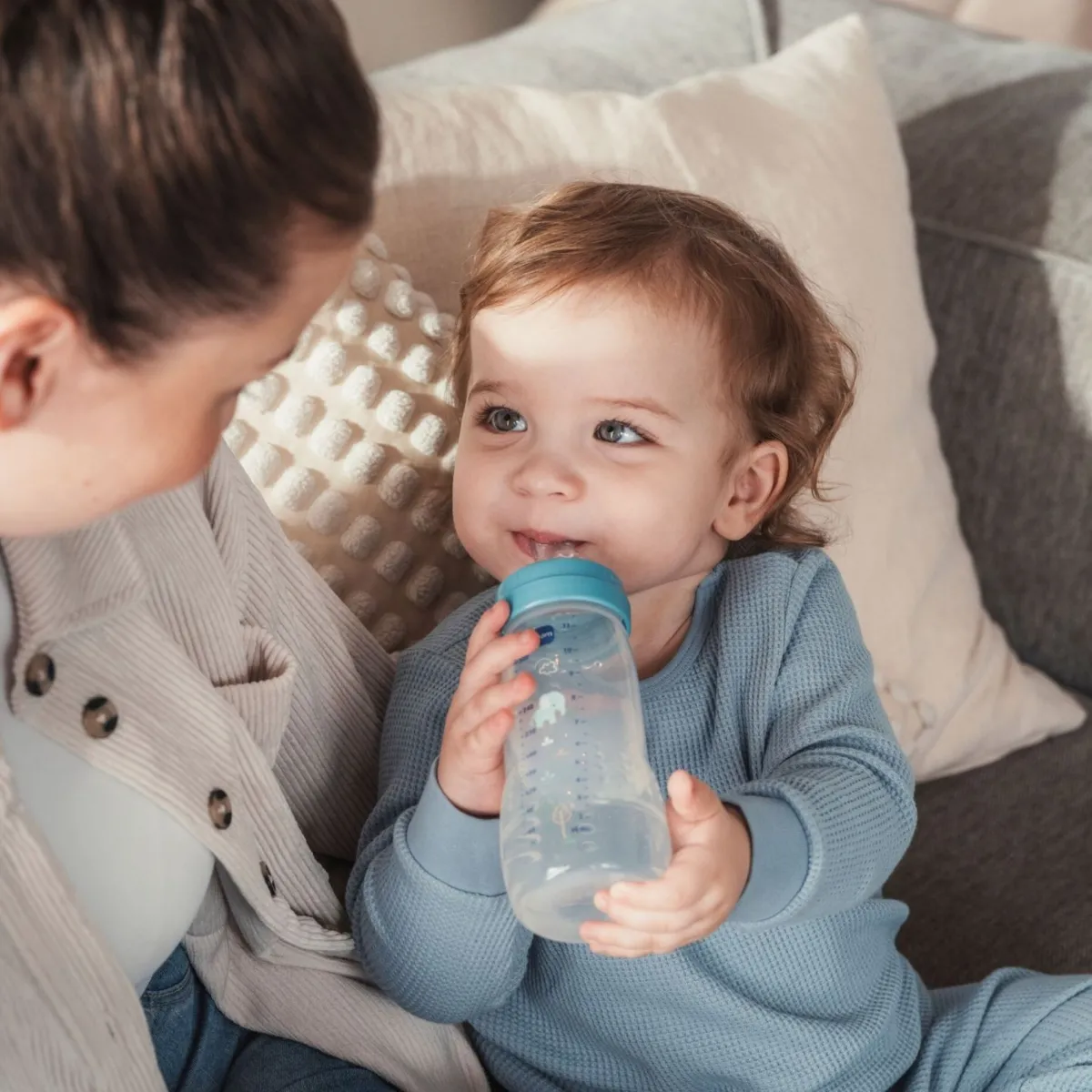 Mam Biberon easy active baby bottle 330 ml 4+ mesi, tettarella misura 3 piatta e simmetrica, azzurro –