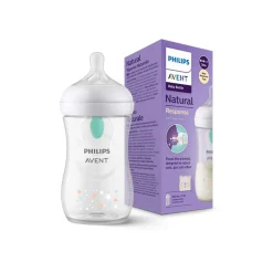 Avent Biberon natural con tettarella a risposta naturale e valvola airfree decorazione orsetto da 260 ml 1m+ | senza bpa – philips