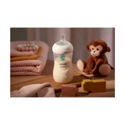 Avent Biberon natural con tettarella a risposta naturale e valvola airfree decorazione orsetto da 260 ml 1m+ | senza bpa – philips