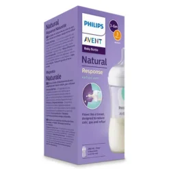 Avent Biberon natural con tettarella a risposta naturale e valvola airfree da 260 ml 3-6m flusso 3 | senza bpa – philips