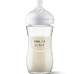Avent Biberon natural in vetro con tettarella a risposta naturale da 240ml 1m+ | senza bpa – philips