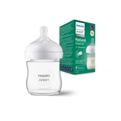 Avent Biberon natural in vetro con tettarella a risposta naturale da 120ml 0m+ | senza bpa – philips