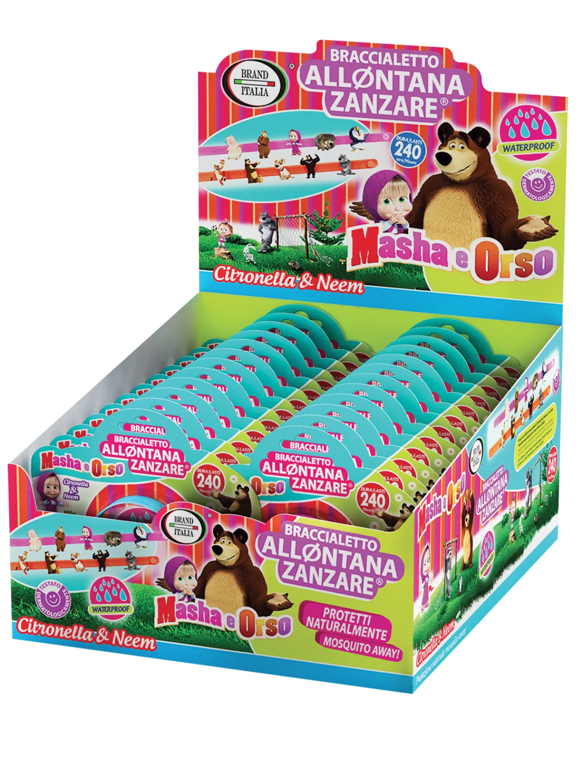 Brand italia – braccialetto allontana zanzare anallergico masha e orso