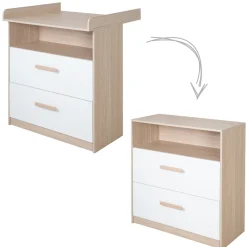 ROBA GMBH Cassettiera fasciatoio, 2 cassetti + 1 ripiano naturale bianco – roba