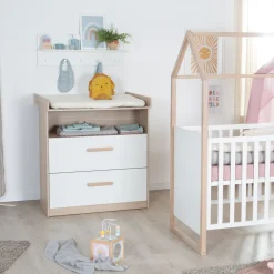 ROBA GMBH Cassettiera fasciatoio, 2 cassetti + 1 ripiano naturale bianco – roba