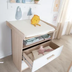 ROBA GMBH Cassettiera fasciatoio, 2 cassetti + 1 ripiano naturale bianco – roba