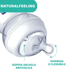 Chicco – biberon naturalfeeling neutro, 0m+, 150 ml, flusso lento