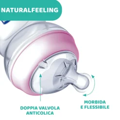Chicco – biberon naturalfeeling bimba, 2m+, 250 ml, flusso medio