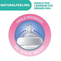 Chicco – biberon naturalfeeling neutro, 6m+, 330 ml, flusso veloce