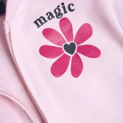Chicco felpa con zip rosa, fiorellino e scritta magic