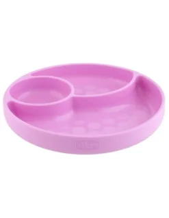 Chicco piatto porzionato silicone rosa 12m+