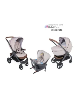 Chicco trio stylego up crossover beige con oasys i-size con bebècare integrato
