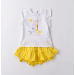 IDO Completo corto gonna gialla + ts giraffe