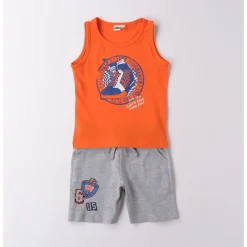 IDO Completo corto short grigio + canotta arancio st scarpa