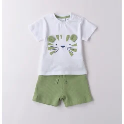 IDO Completo corto short verde + ts bianca leone